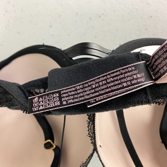 Victorias Sercret Black Very Sexy Push Up Bra Lace Strappy NWT Womens 34D - Picture 7 of 7